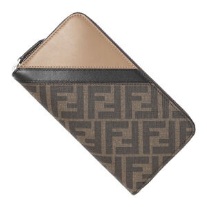 Fendi Brown Zip Around Long Wallet Coin Purse